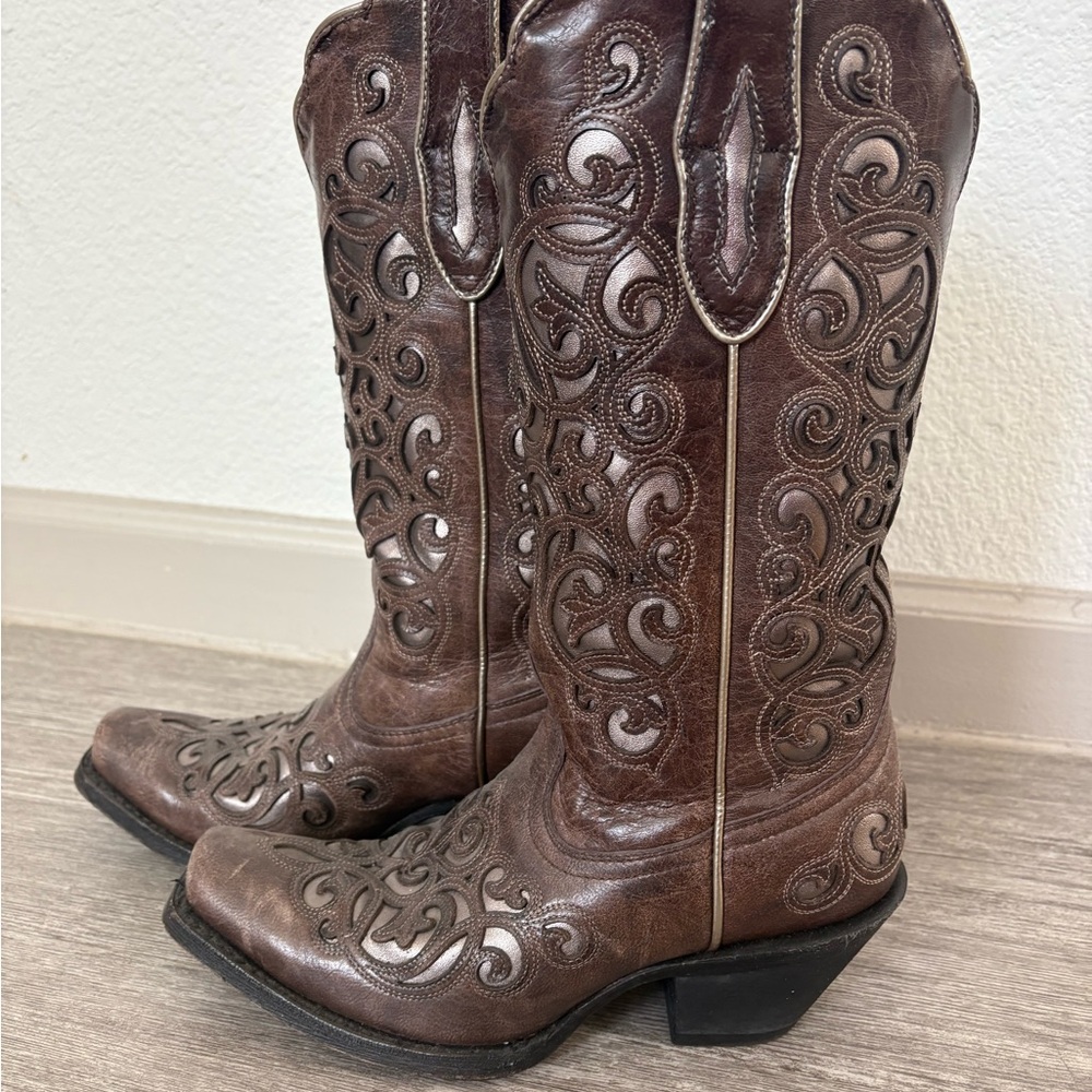 Ariat Women’s Western Cowgirl Boots Brown Leather 7.5B
